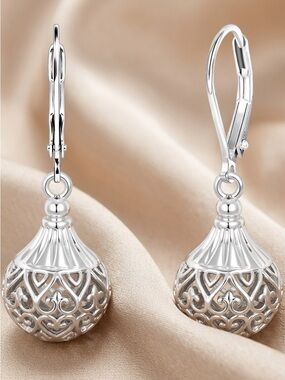 Vintage Sterling Silver Filigree Drop Dangle Earrings
